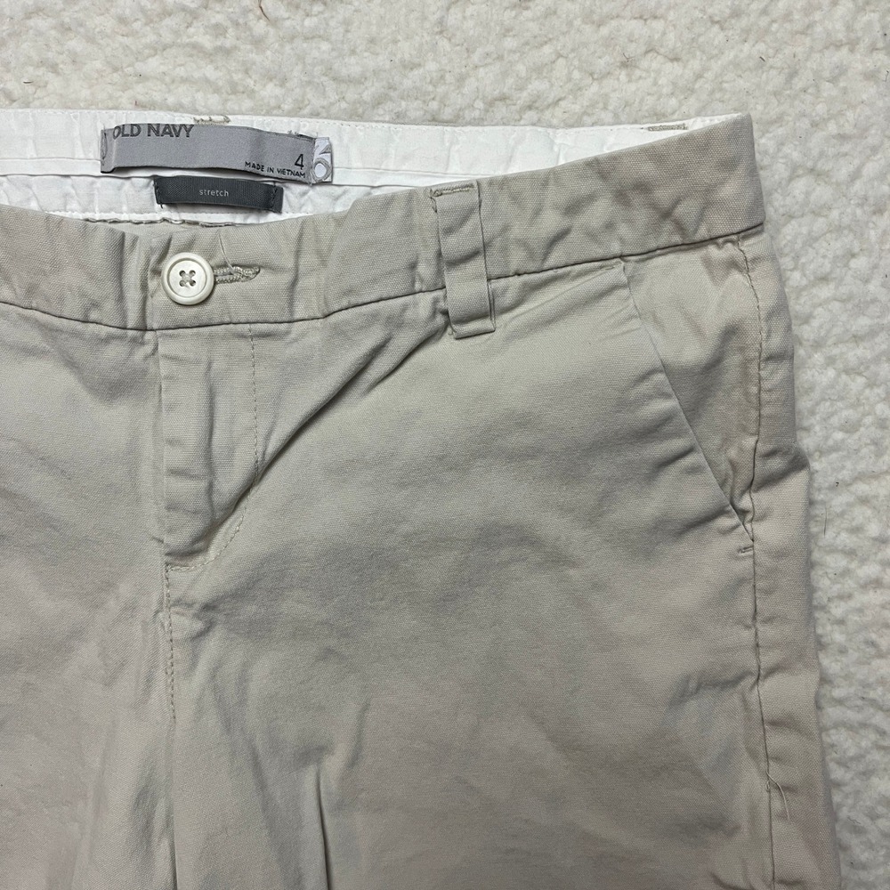 Old Navy Shorts Womens 4 Tan Khaki Chino Stretch Low Rise Mid-Thigh Casual 4824